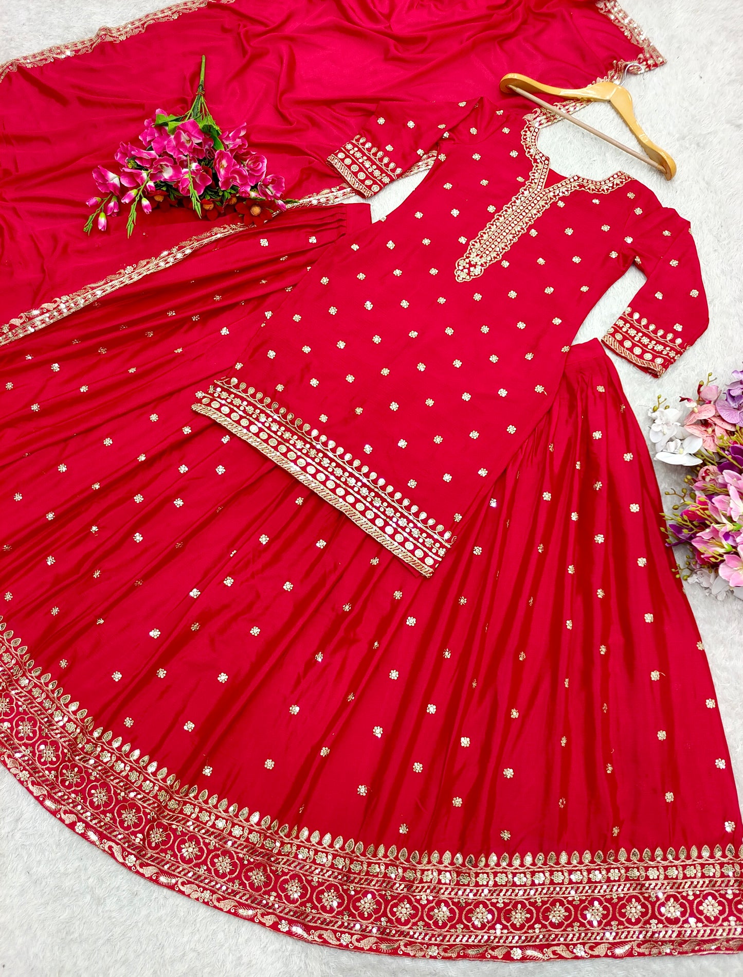 Pure Cinon Silk Elegance – Fully Stitched Lehenga Set