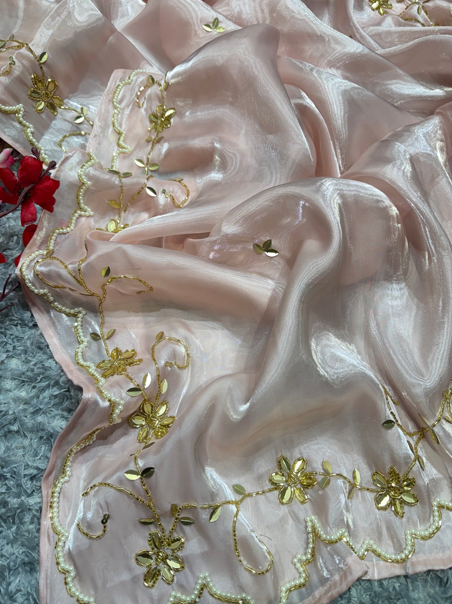 Baby Pink Handwork Saree