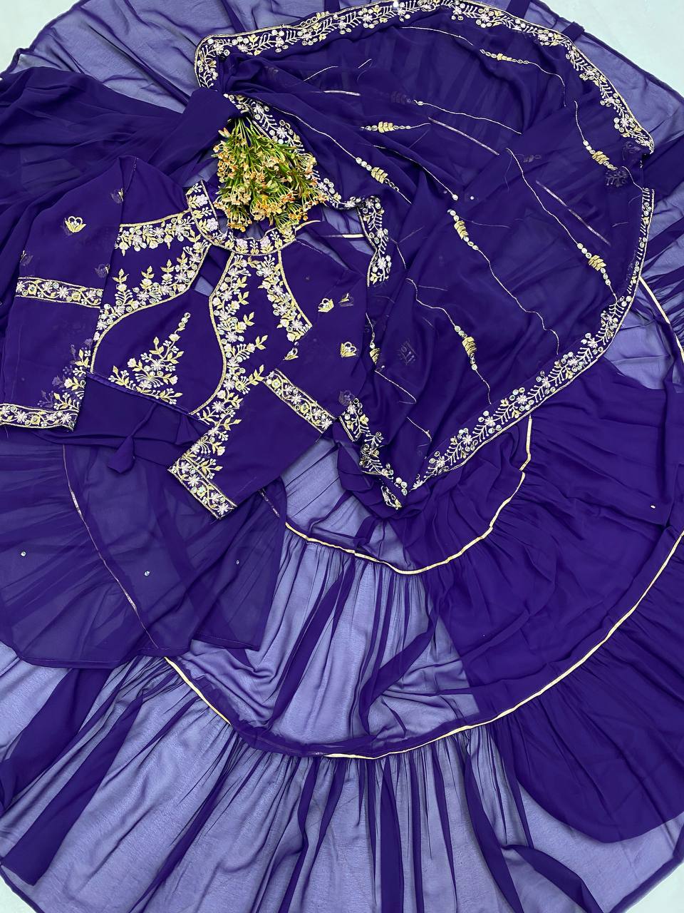 Wedding Season Special: Fancy Party Wear Faux Georgette Lehenga Saree