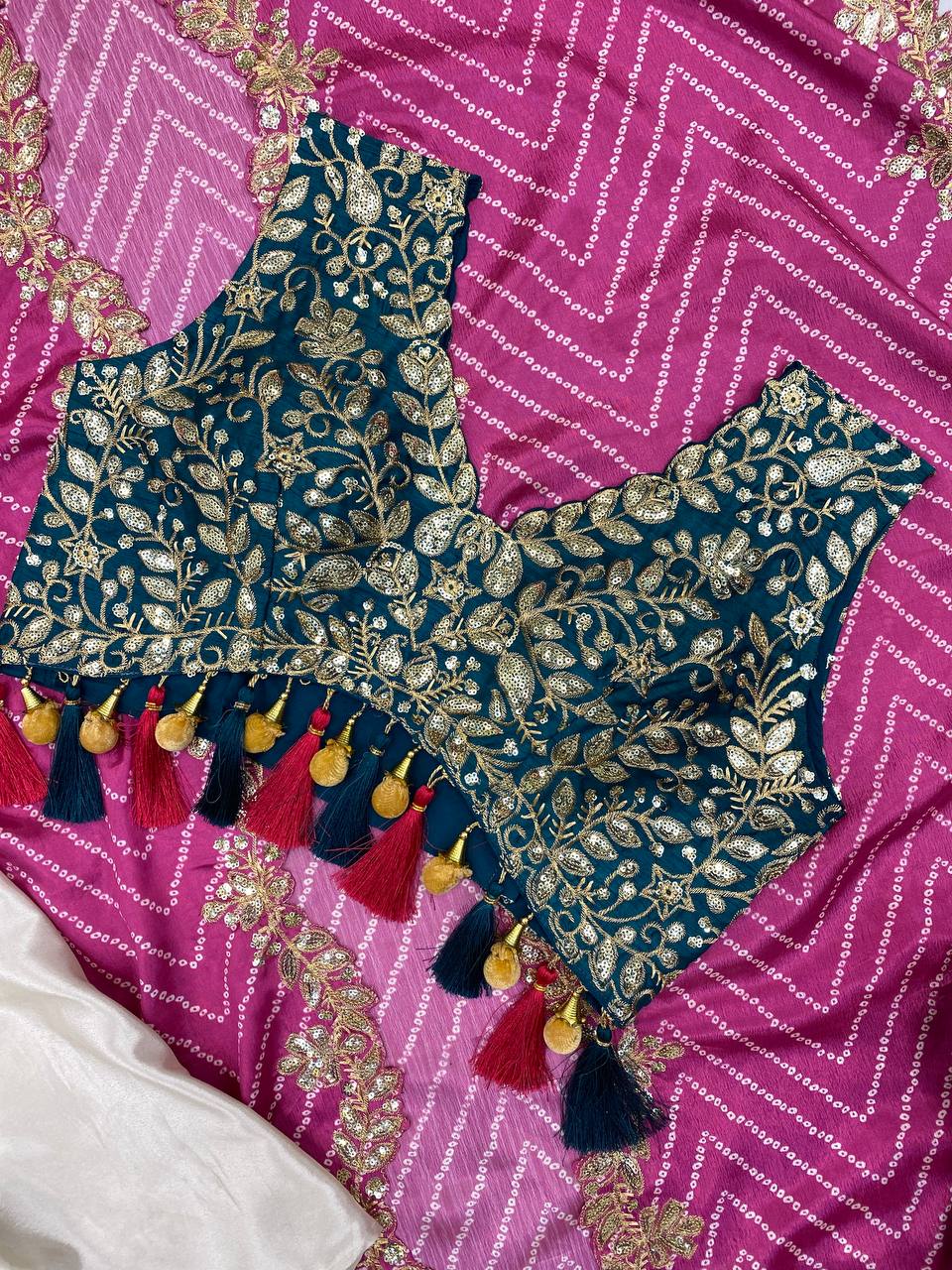 Designer Draped Skirt, Tube Blouse & Shrug