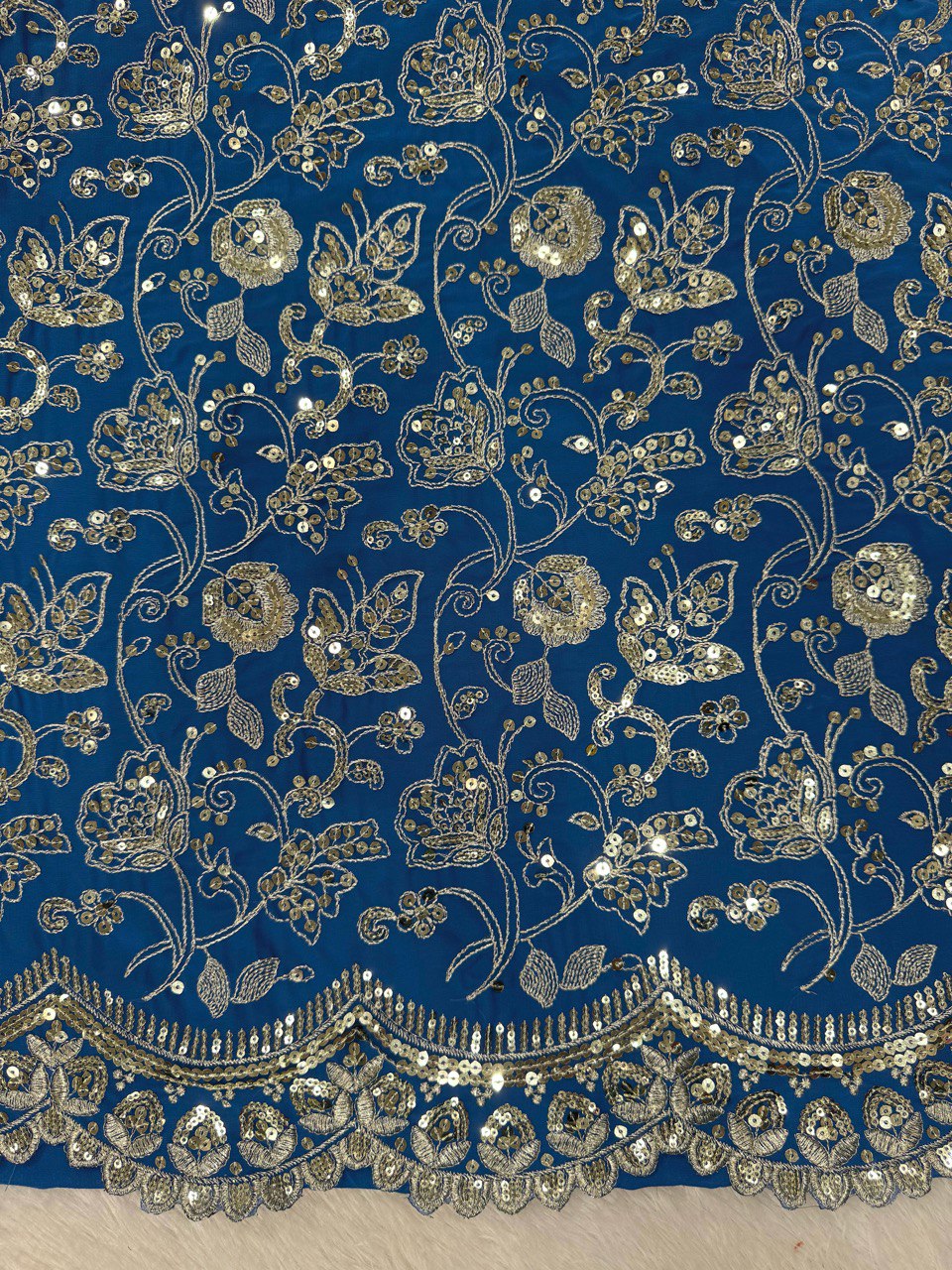 DESIGNER FAUX GEORGETTE TOP, SHARARA & DUPATTA SET