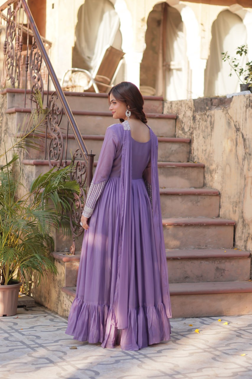 Perfect Partywear Gown with Dupatta Full Sleeves STYLADY Perfect Partywear Gown with Dupatta Full Sleeves STYLADY