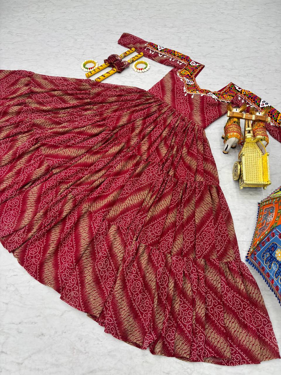 Navratri Special 9 Meter Gamathi Work Gown