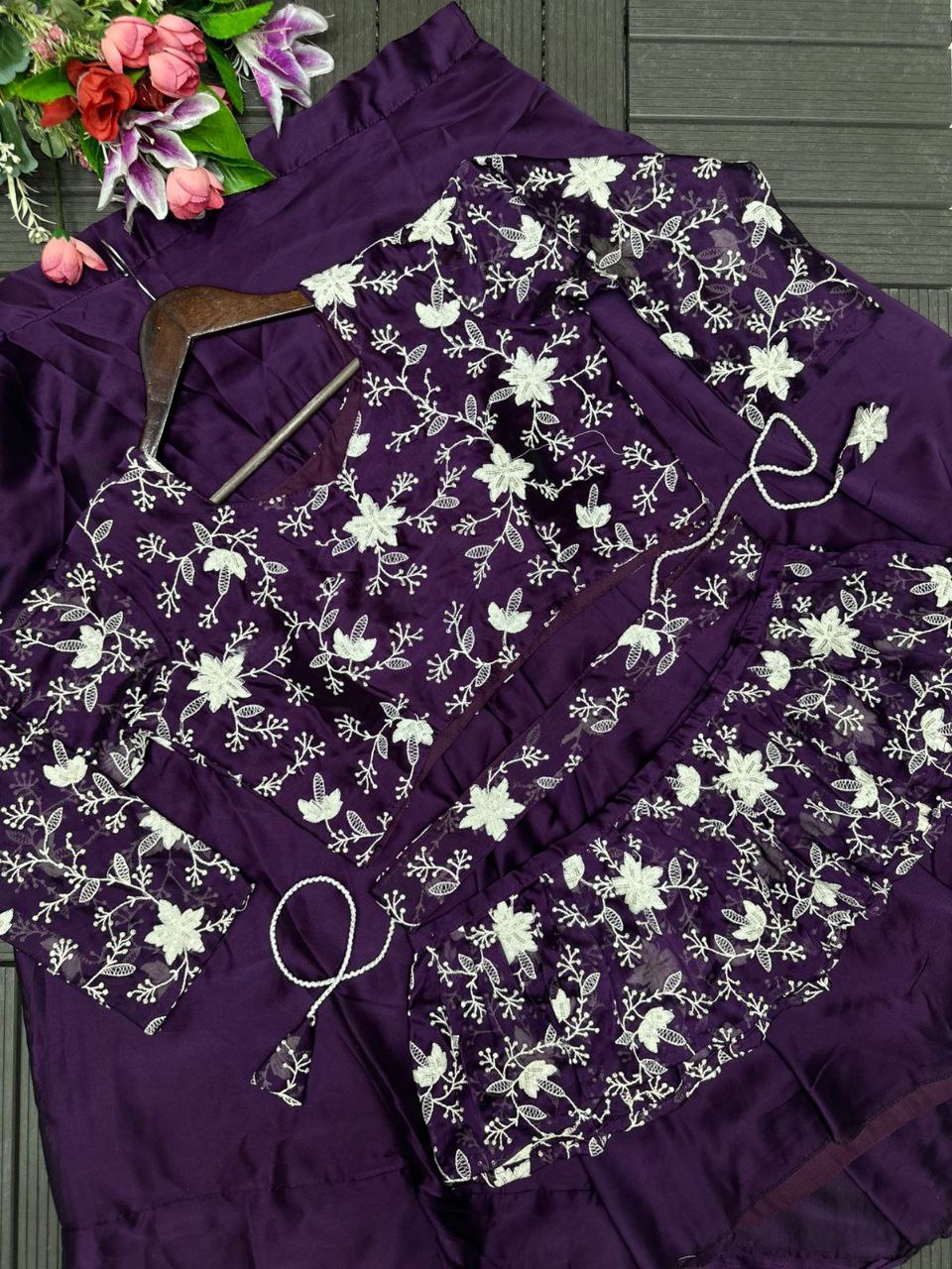 Purple Two-in-One Designer Party Wear Lehenga Choli Set