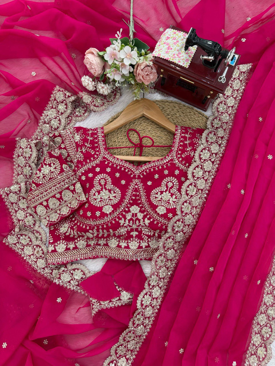 Designer Tibby Silk Saree with Sequence Work