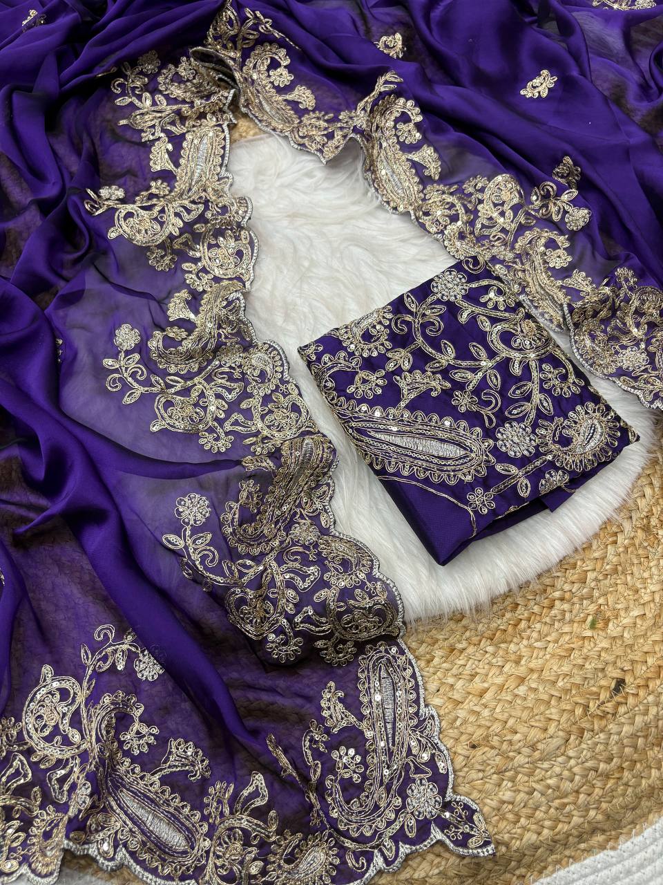 Pure Rangoli Silk Saree with Heavy Coding Embroidery & Cutwork Border