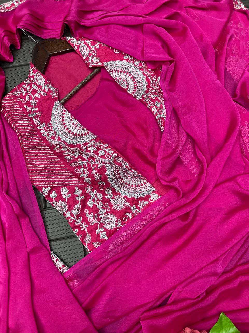 Ready-to-Wear Rangoli Saree with Embroidered Full Koti Jacket