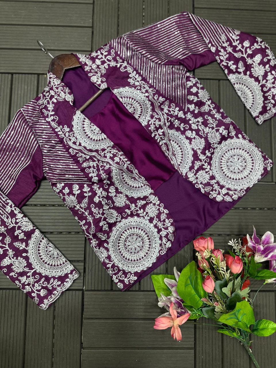 Ready-to-Wear Rangoli Saree with Embroidered Full Koti Jacket