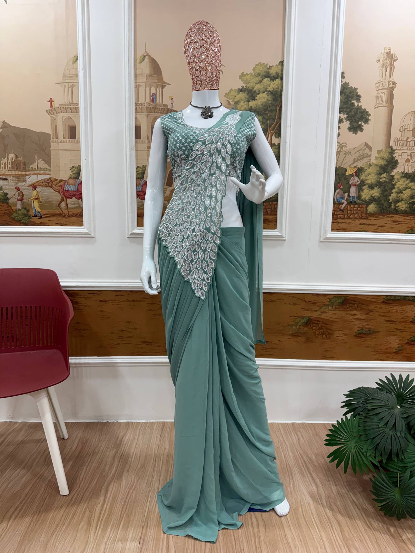 Peacock Style Ready to Wear Saree