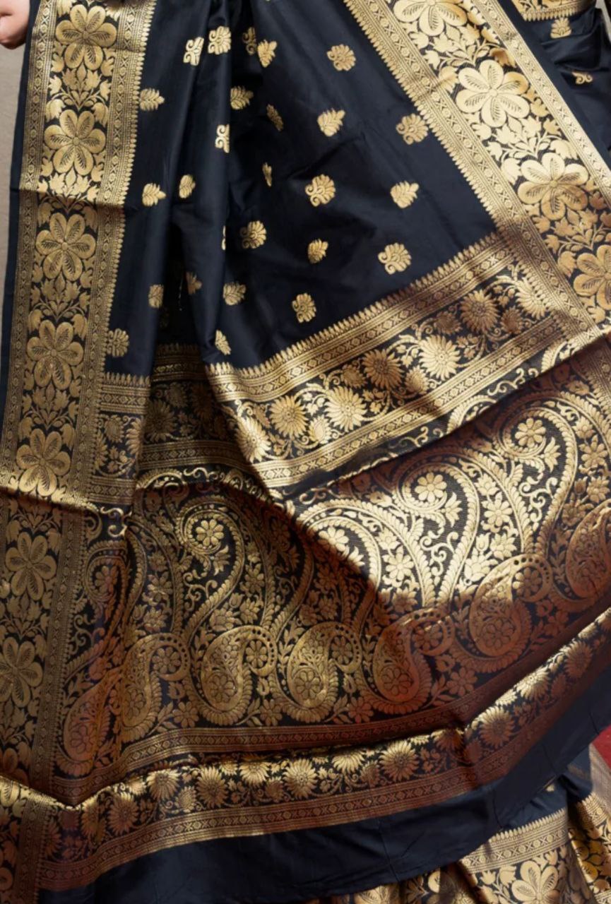 BLACK Banarasi Silk Saree