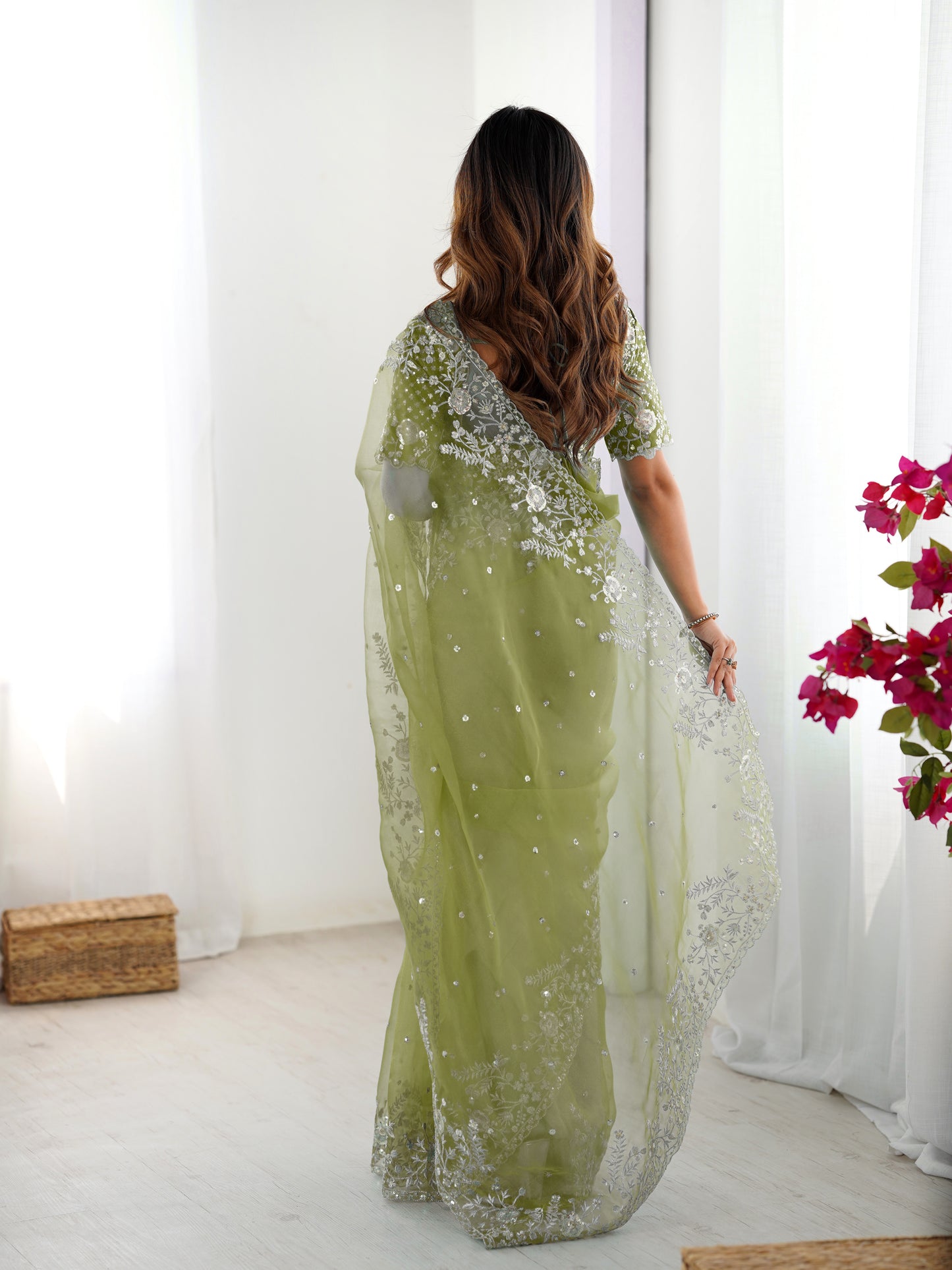 Designer Heavy Organza Silk Embroidered Saree with Blouse