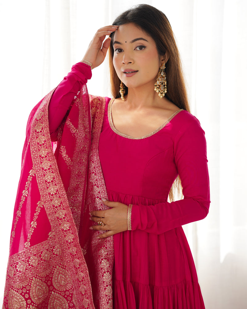 Premium Chanderi Anarkali Set