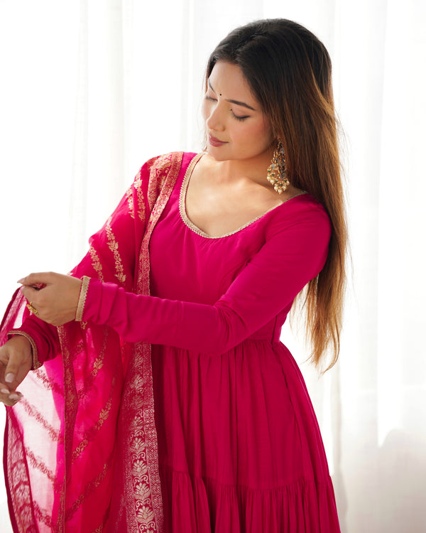 Premium Chanderi Anarkali Set