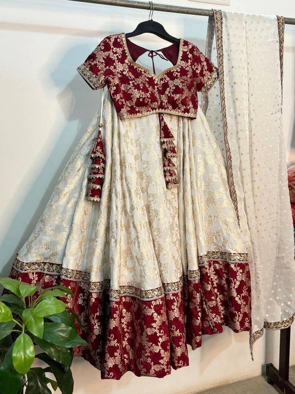 Designer Jequard Semi-Stitched Lehenga Set with Fancy Dupatta