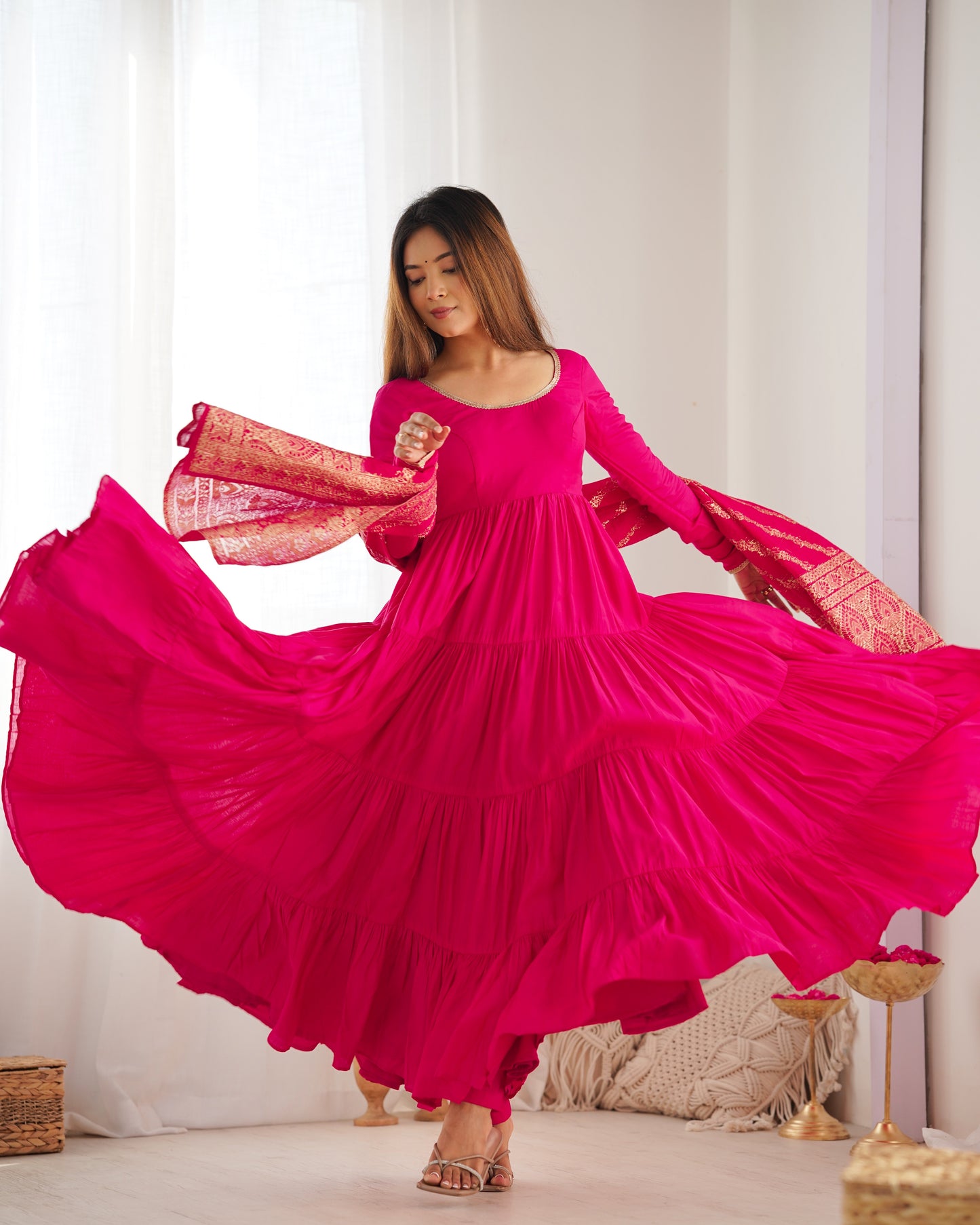 Premium Chanderi Anarkali Set