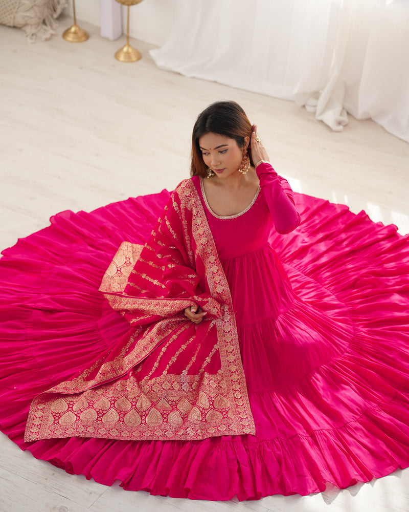 Premium Chanderi Anarkali Set