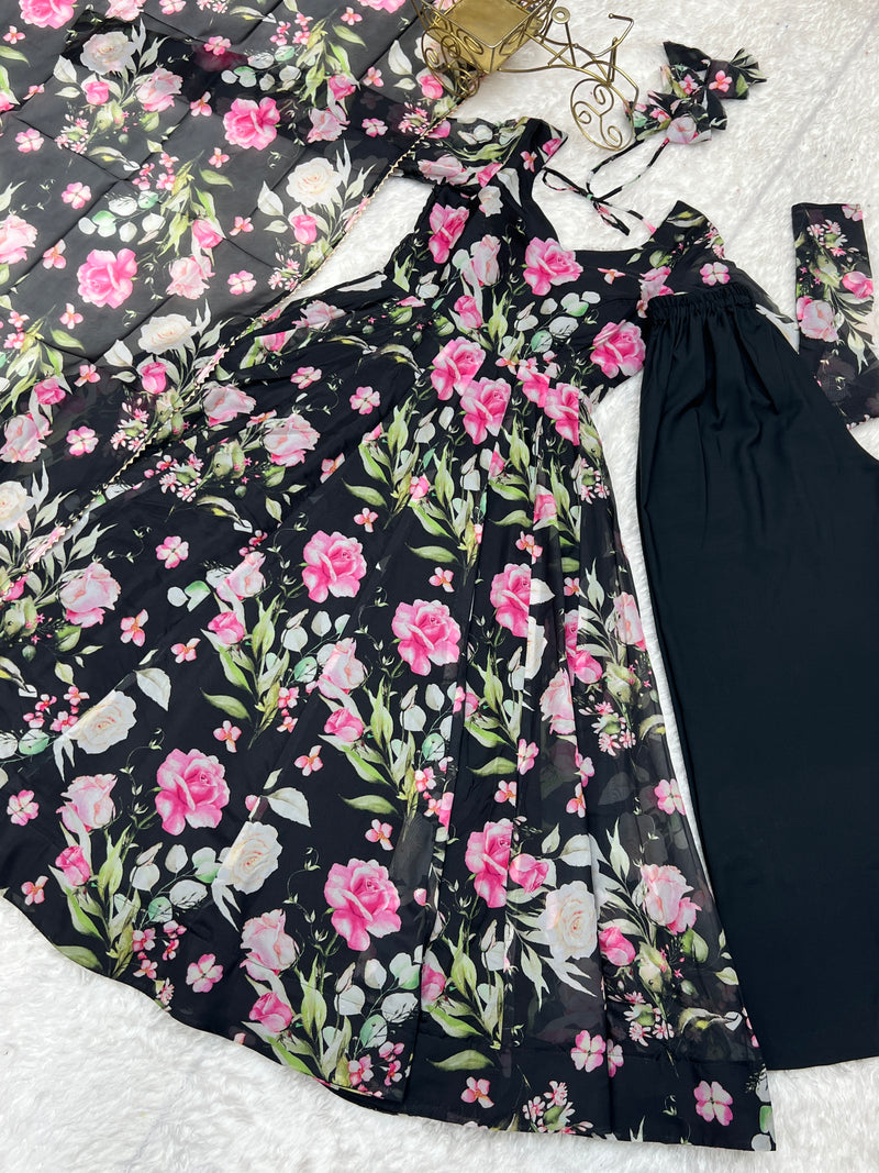 Fresh Look Organza Silk Kali-Cut Anarkali Suit Set with Dupatta & Pant – Summer Festive Special