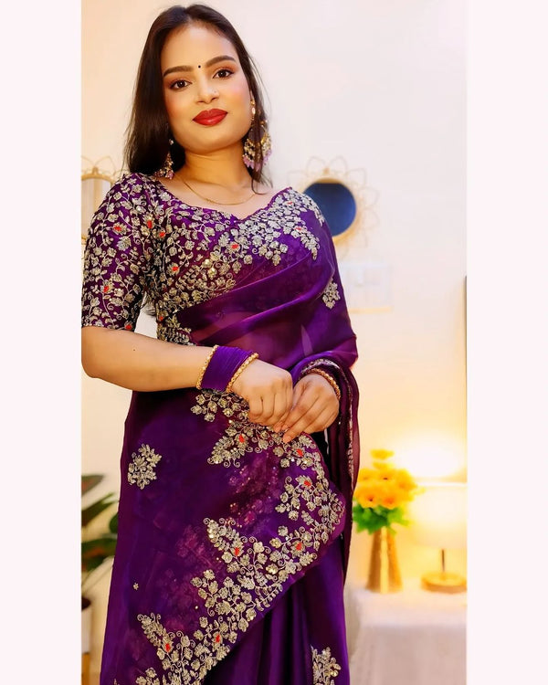 Purple Jimmy Chu Designer Saree