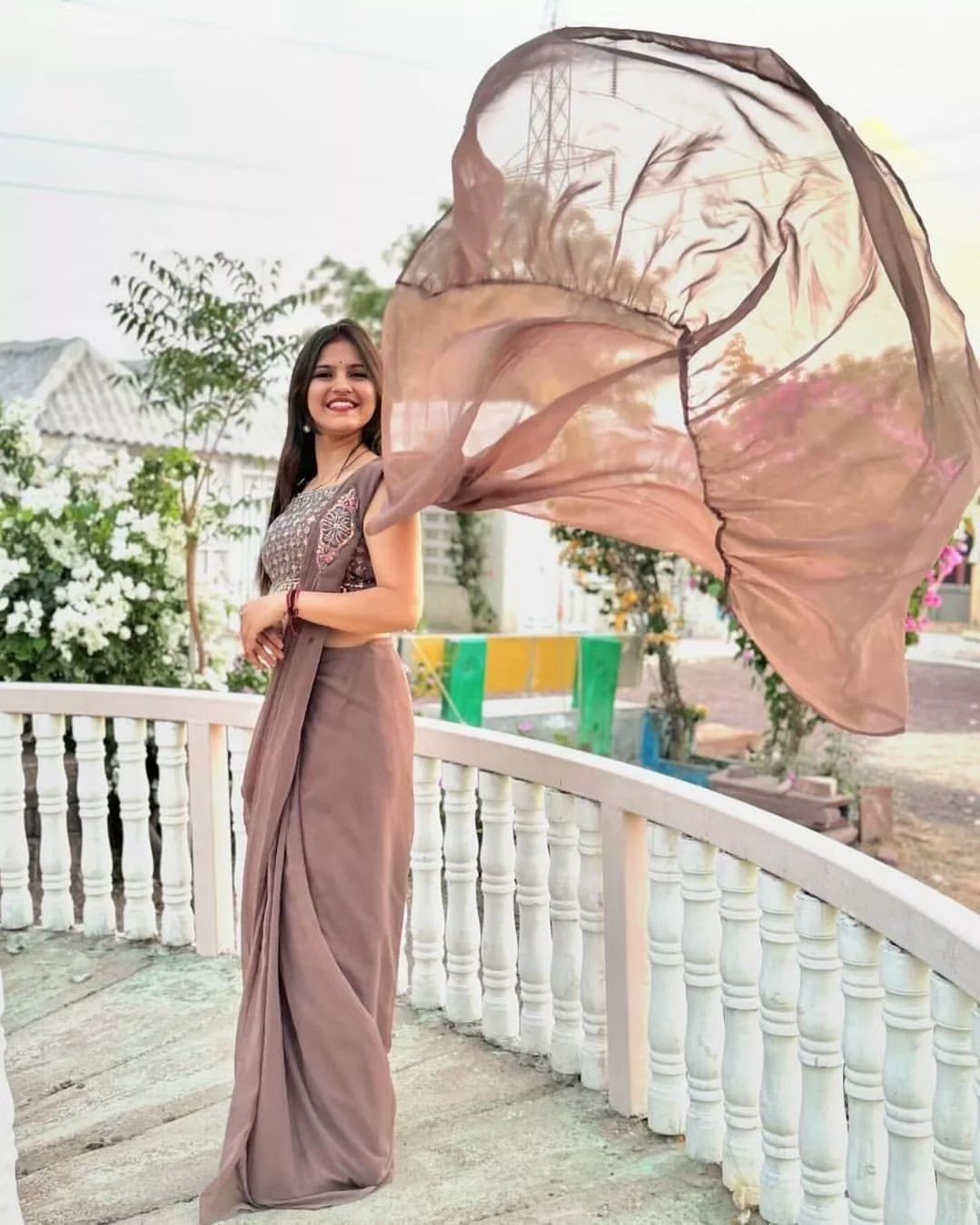 Ready-to-Wear Sequence Embroidered Faux Georgette Saree