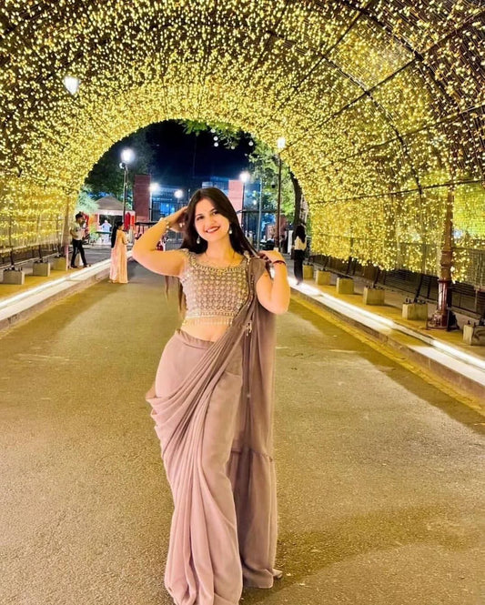 Ready-to-Wear Sequence Embroidered Faux Georgette Saree