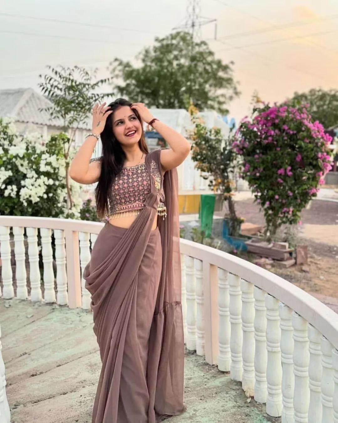 Ready-to-Wear Sequence Embroidered Faux Georgette Saree