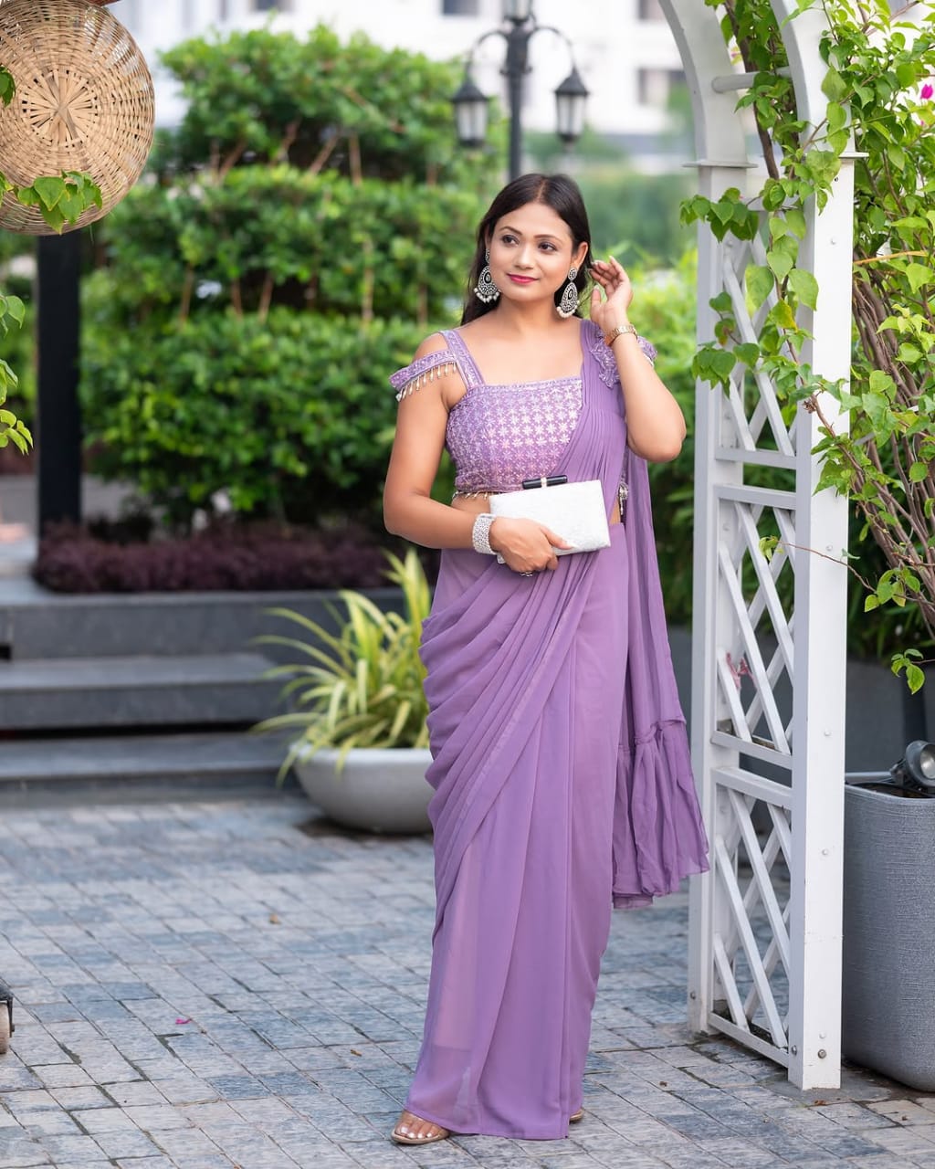 Ready-to-Wear Sequence Embroidered Faux Georgette Saree