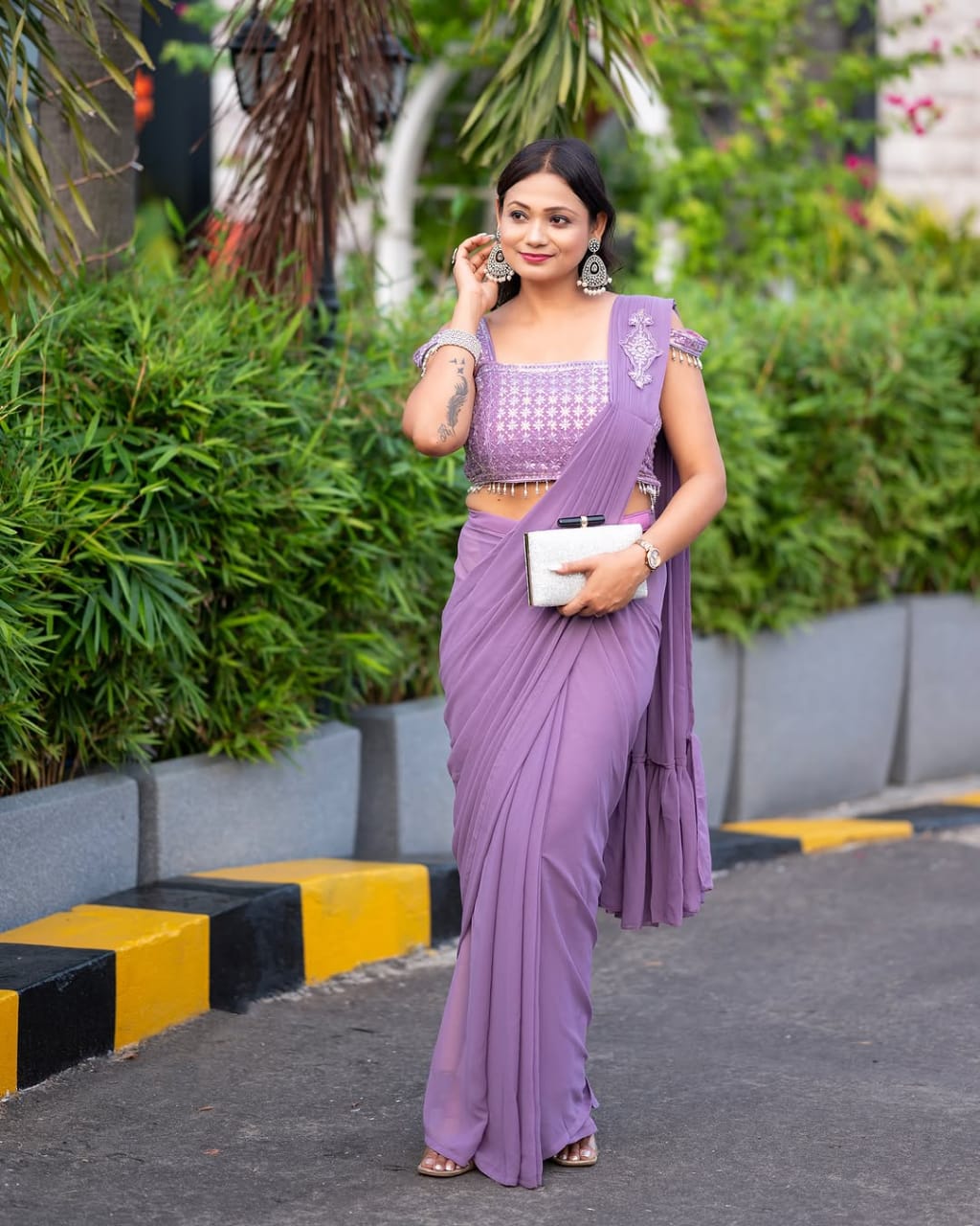 Ready-to-Wear Sequence Embroidered Faux Georgette Saree