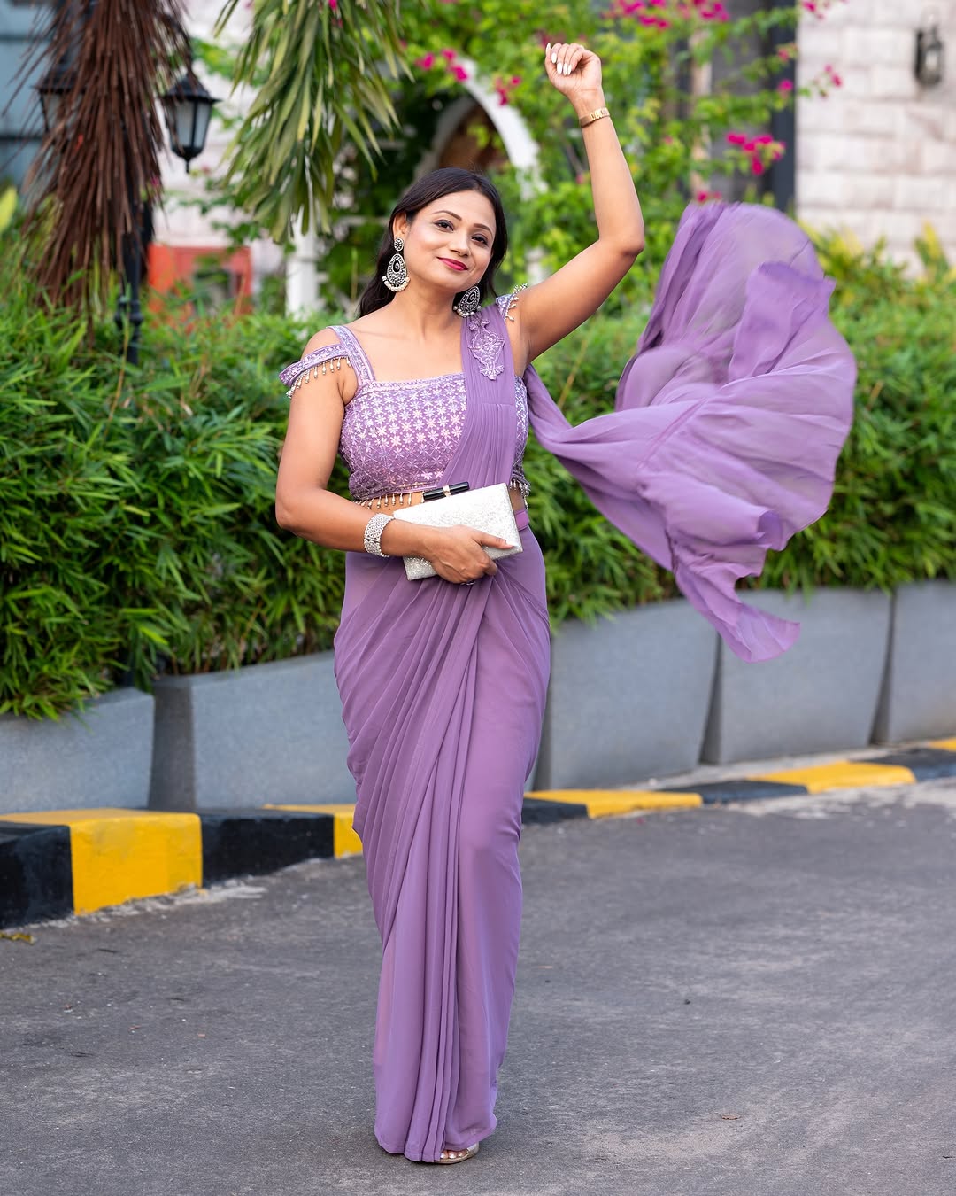 Ready-to-Wear Sequence Embroidered Faux Georgette Saree