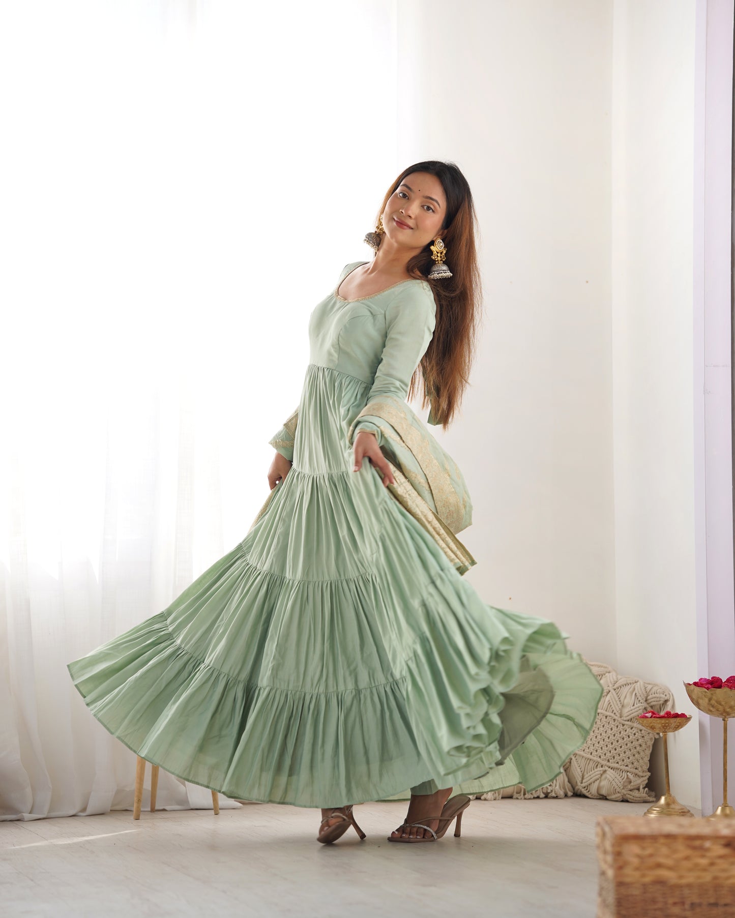 Premium Chanderi Anarkali Set