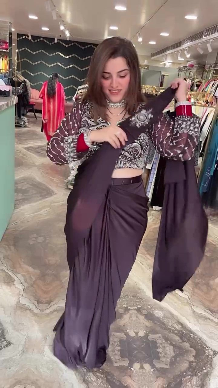 Ready to Wear Embroidered Drape Saree