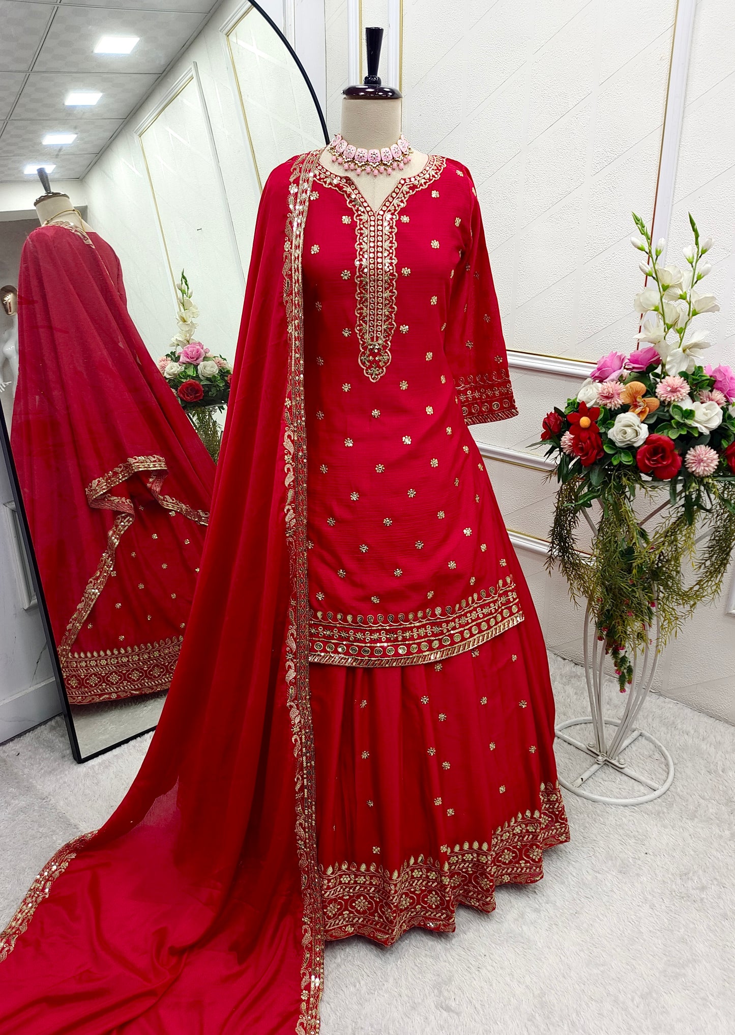 Pure Cinon Silk Elegance – Fully Stitched Lehenga Set