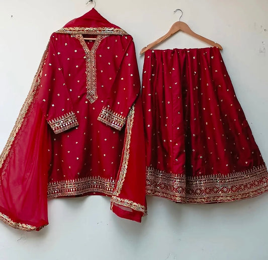Pure Cinon Silk Elegance – Fully Stitched Lehenga Set
