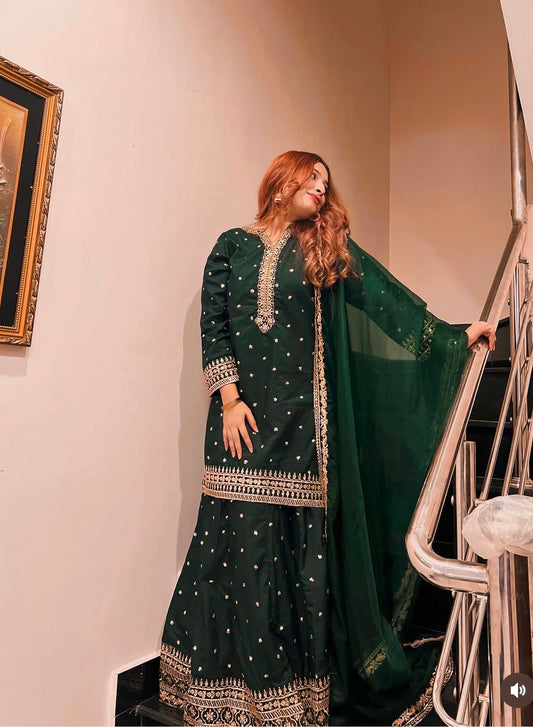 Pure Cinon Silk Elegance – Fully Stitched Lehenga Set