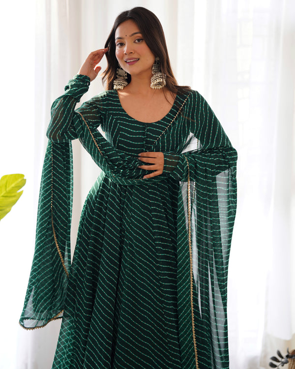 Summer Wedding Special Laheriya Print Fox Georgette Anarkali Set