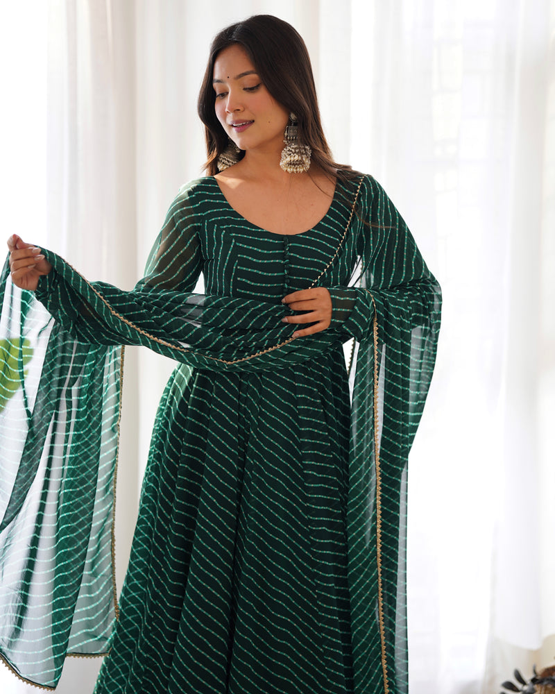 Summer Wedding Special Laheriya Print Fox Georgette Anarkali Set