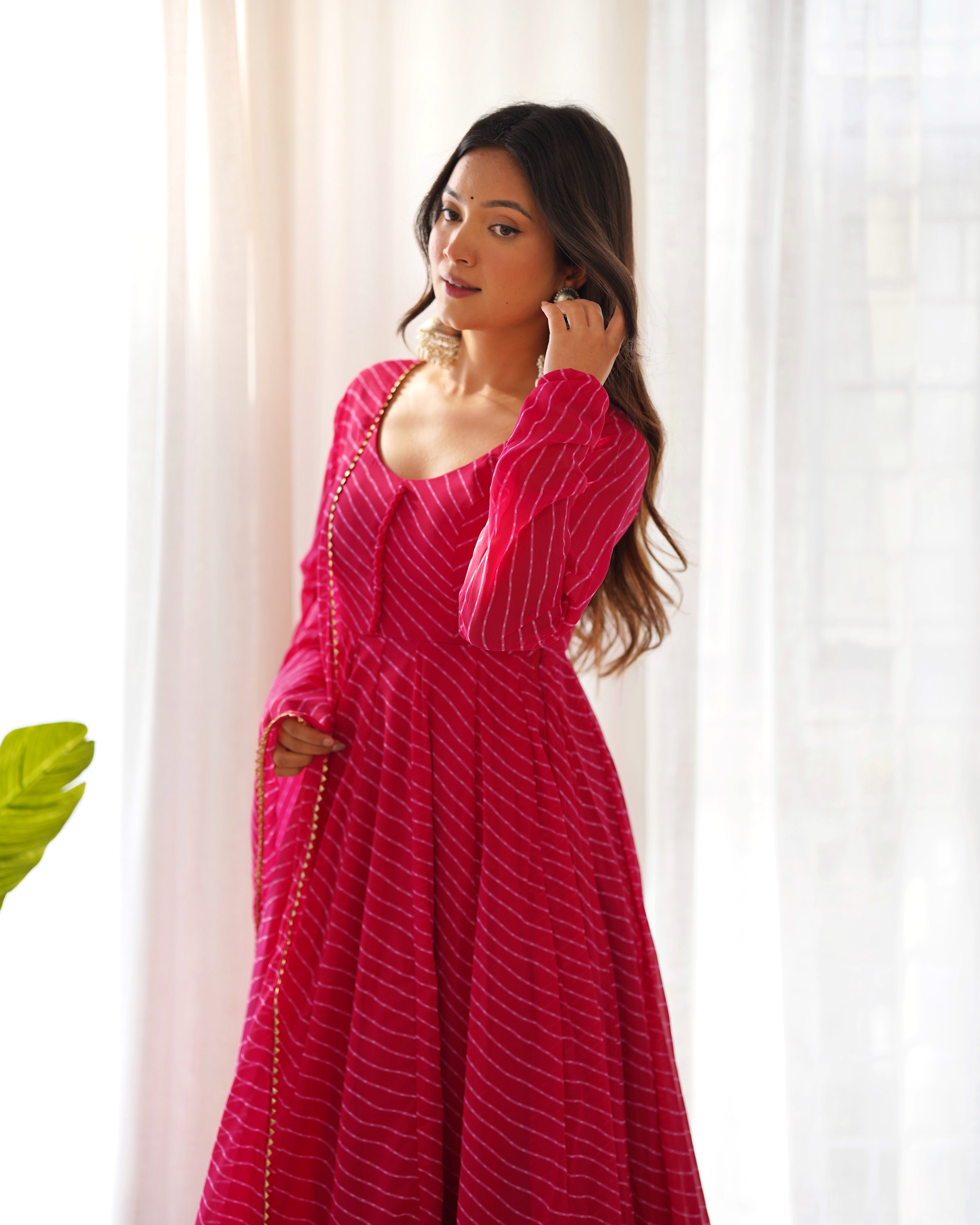 Summer Wedding Special Laheriya Print Fox Georgette Anarkali Set