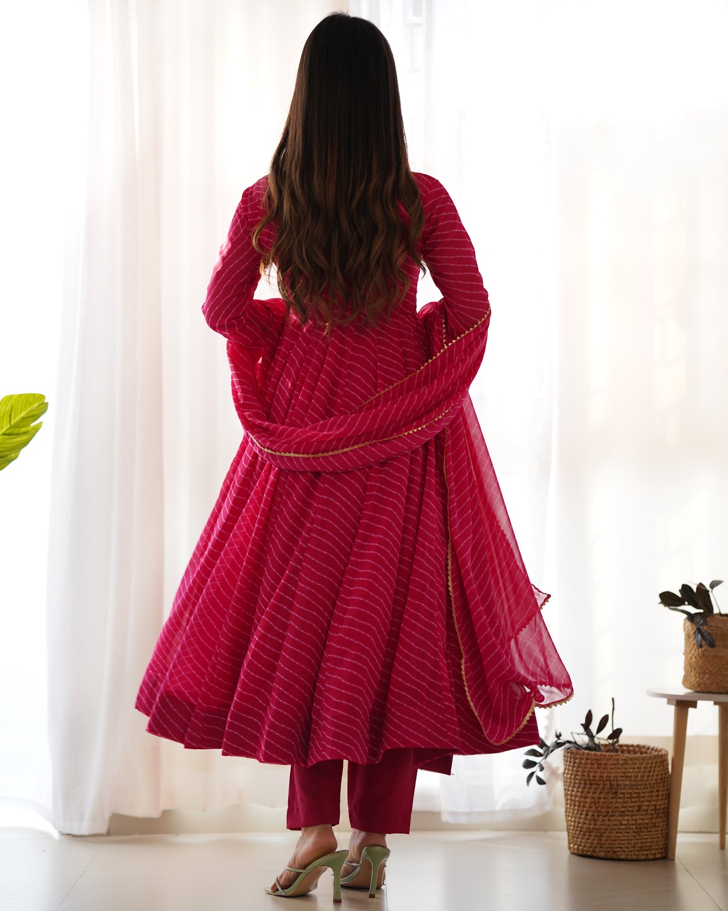 Summer Wedding Special Laheriya Print Fox Georgette Anarkali Set