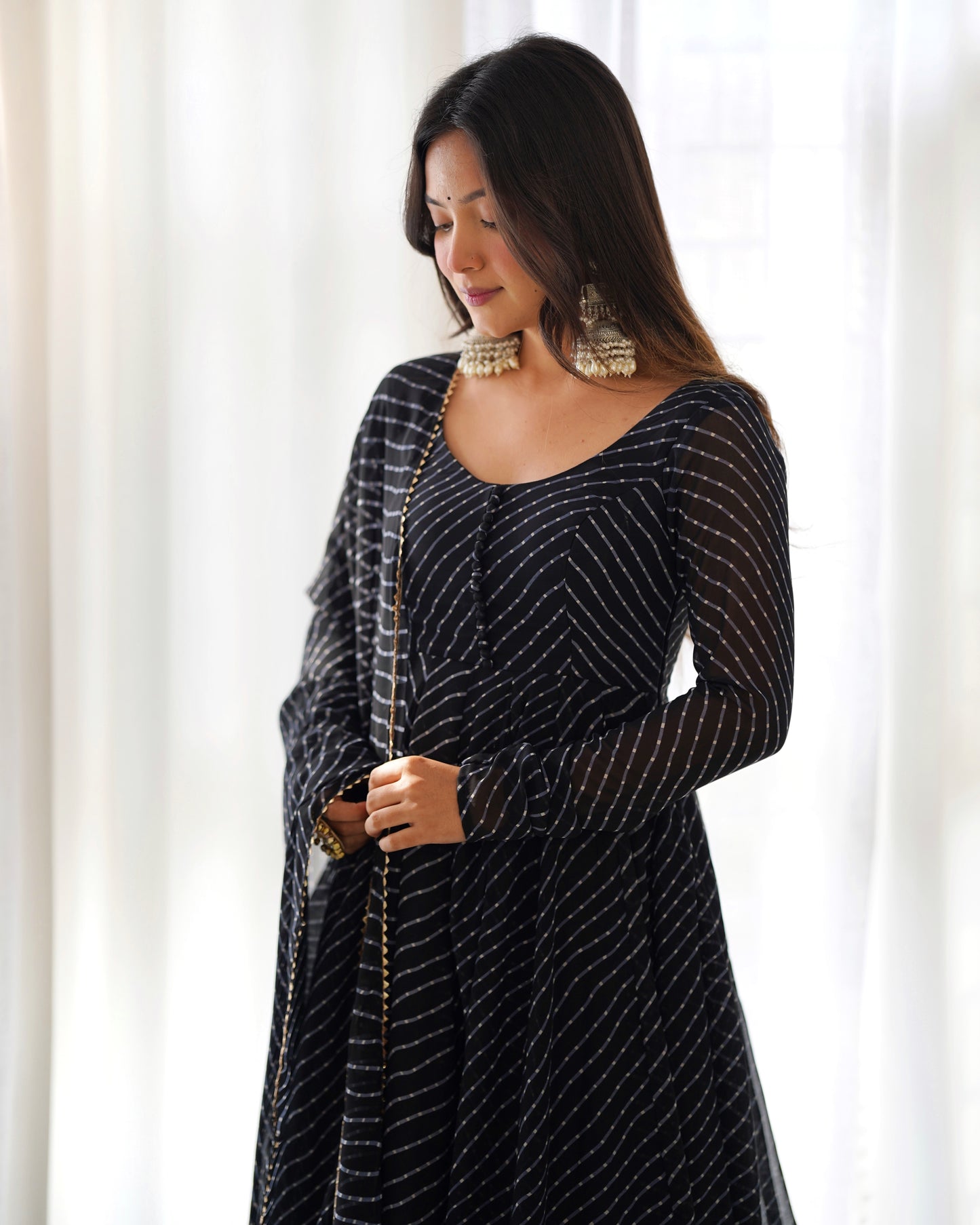 Summer Wedding Special Laheriya Print Fox Georgette Anarkali Set