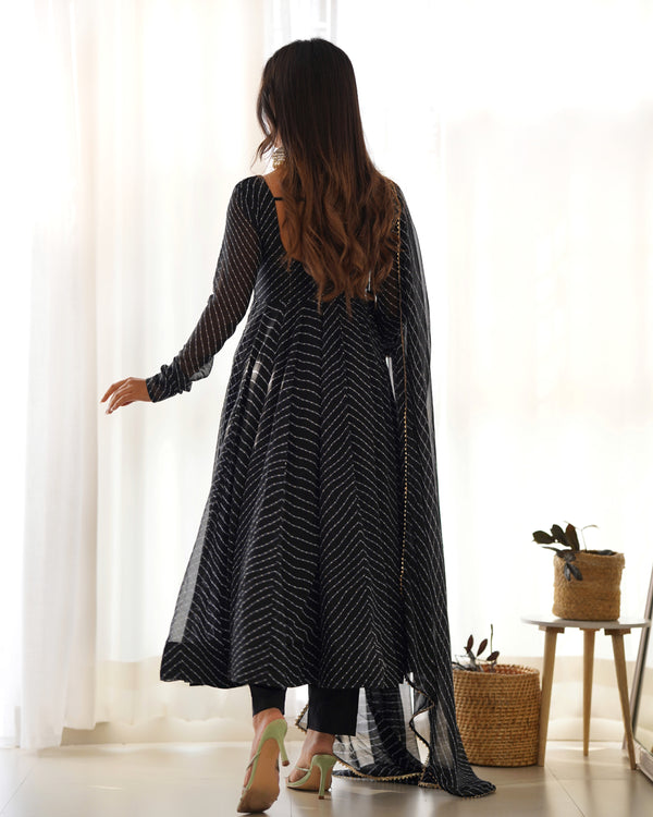 Summer Wedding Special Laheriya Print Fox Georgette Anarkali Set