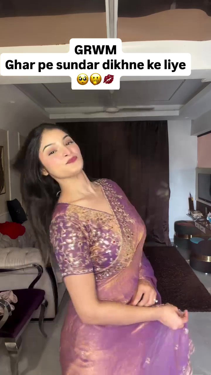 Frendy Chiffon Sequins Embroidered Saree with Heavy Sequins Blouse – Designer Party Wear Wedding Saree