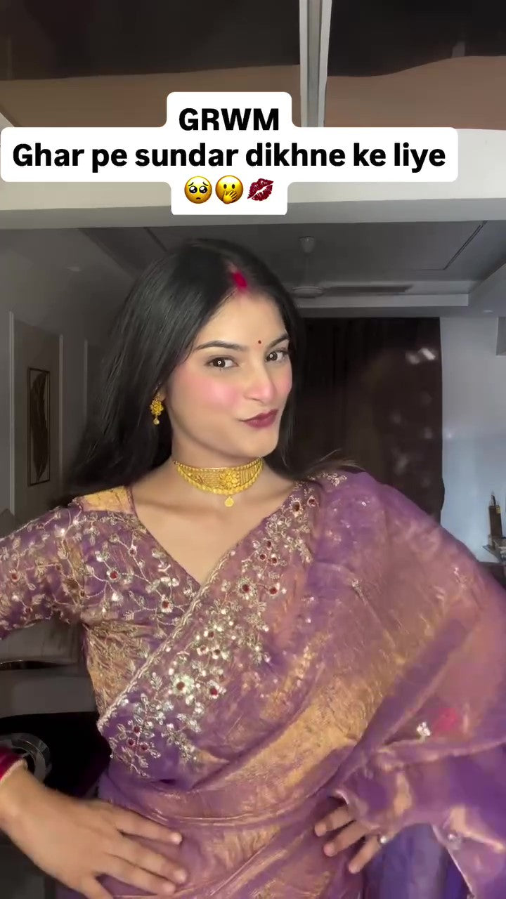 Frendy Chiffon Sequins Embroidered Saree with Heavy Sequins Blouse – Designer Party Wear Wedding Saree