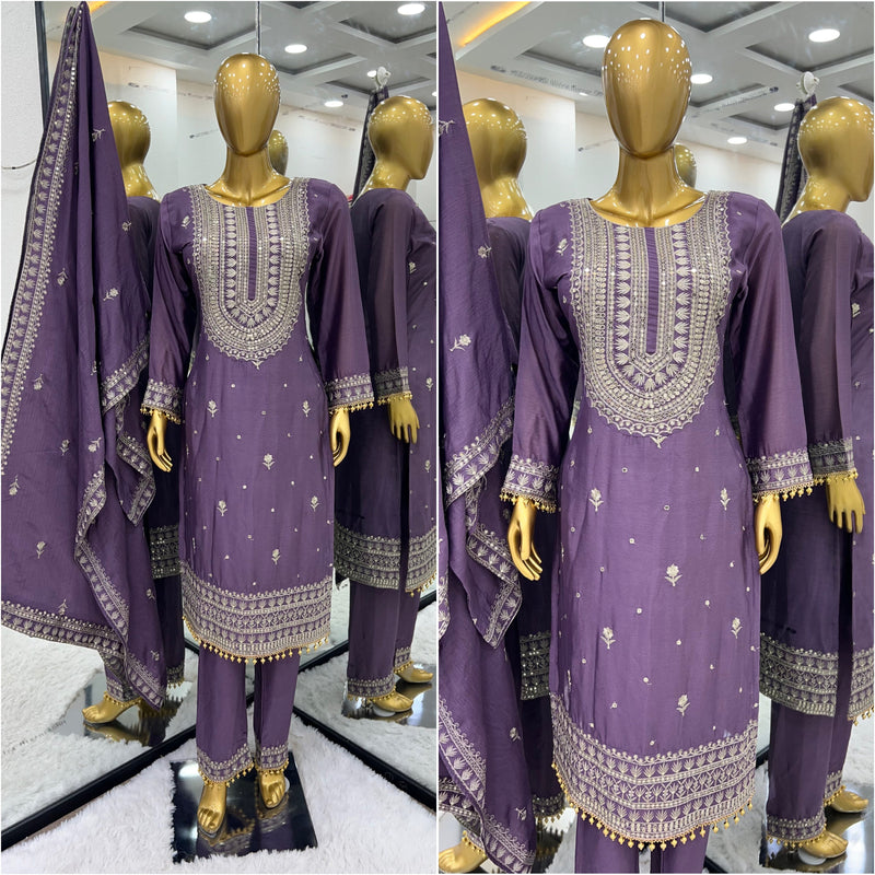 Elegant Designer Collection in Heavy Chinnon Silk and Embroidery Sequence Work