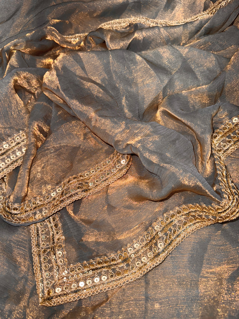 Premium Frandy Chiffon with Dual Sequin & Dori Embroidery Wor
