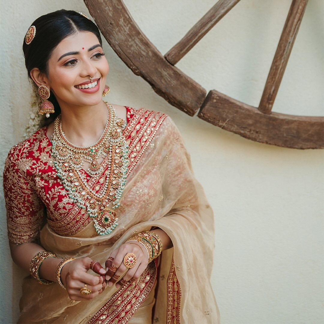 Cream Organza Saree with Cording Sequins Work