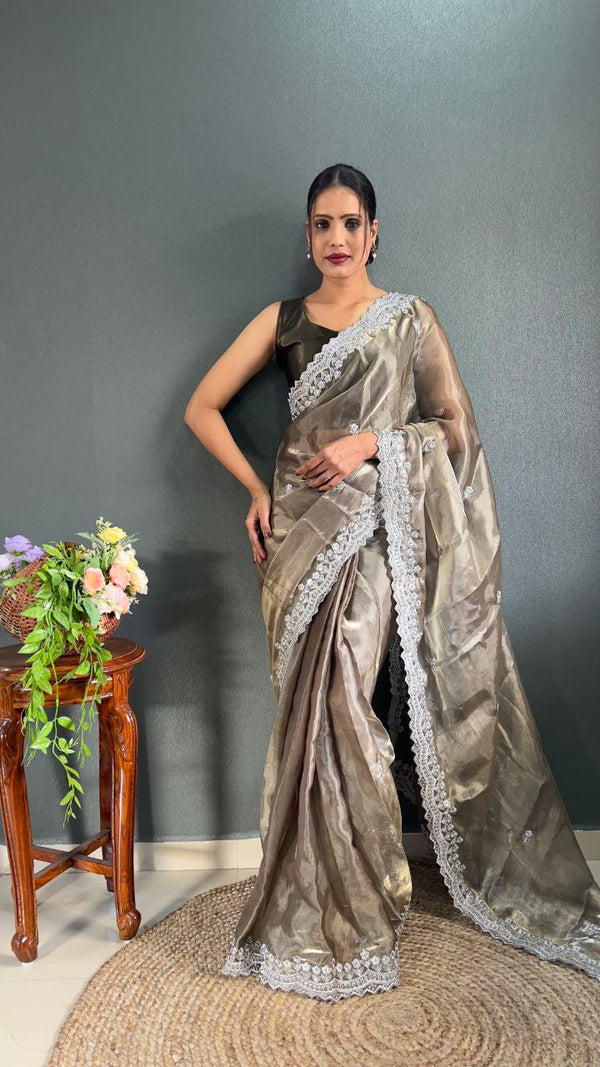 Ready to wear Designer Premium Jimmy Choo Silk saree