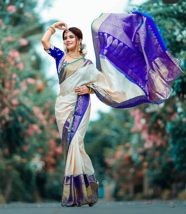 Soft Silk Assam Saree (Blue)