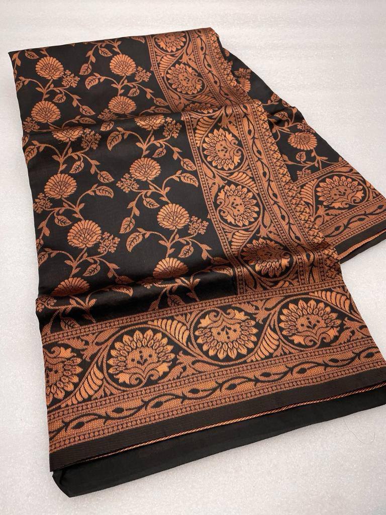 Women's Kanjivaram Soft Lichi Silk Pure Banarasi Sarees With Blouse Piece