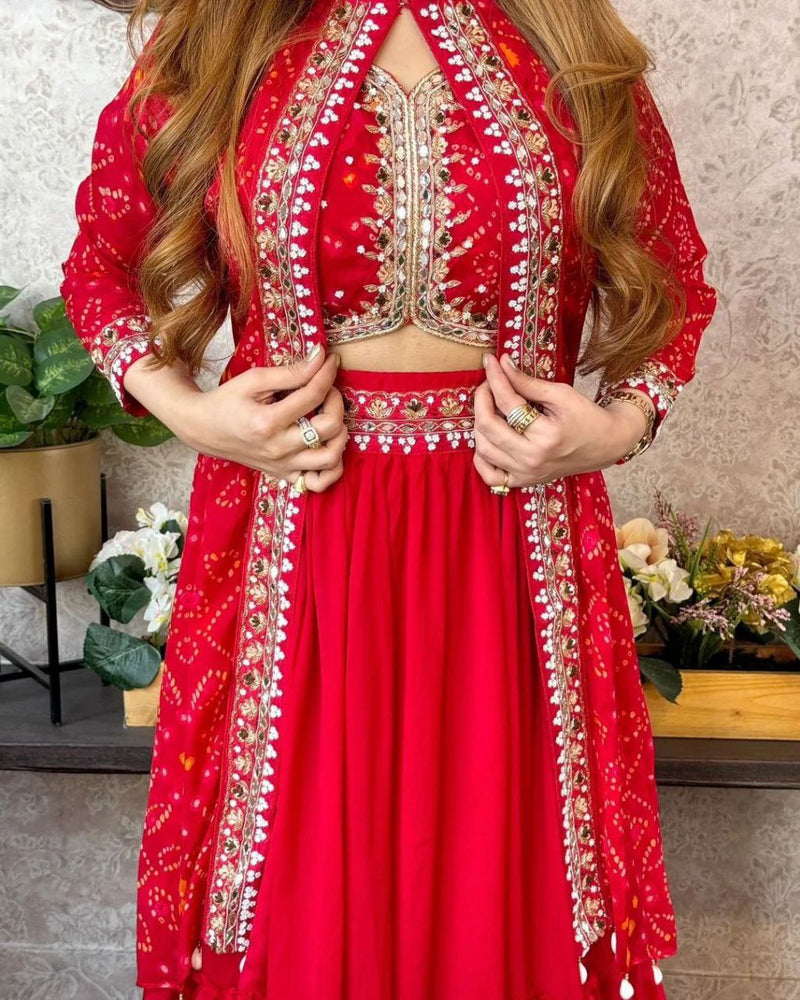 Super Trending Party Wear Shrug Lehenga