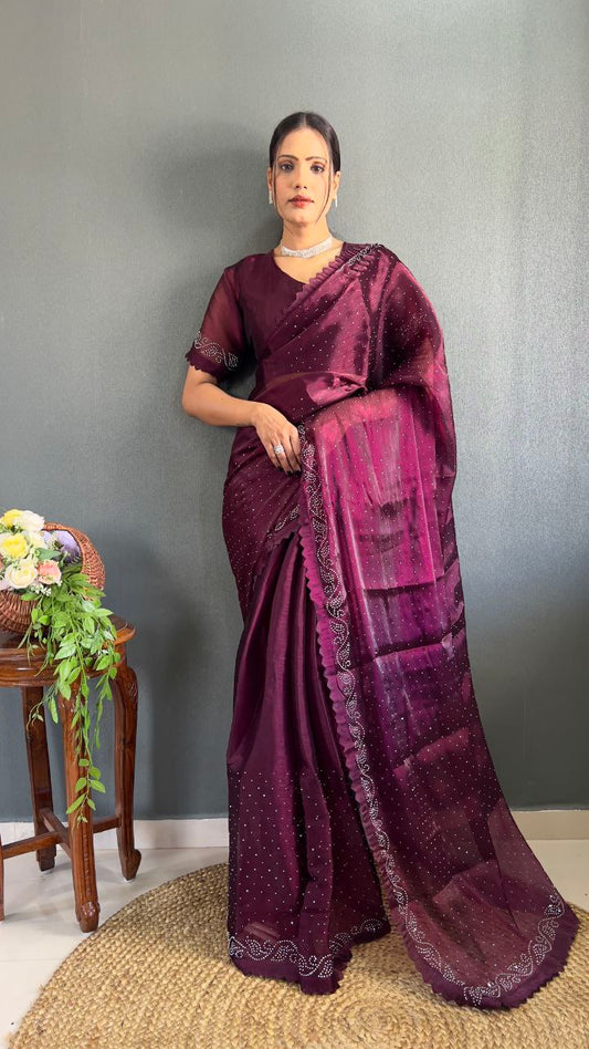Ready to wear Designer Premium Burburry Silk saree
