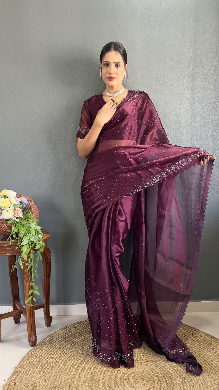 Ready to wear Designer Premium Burburry Silk saree